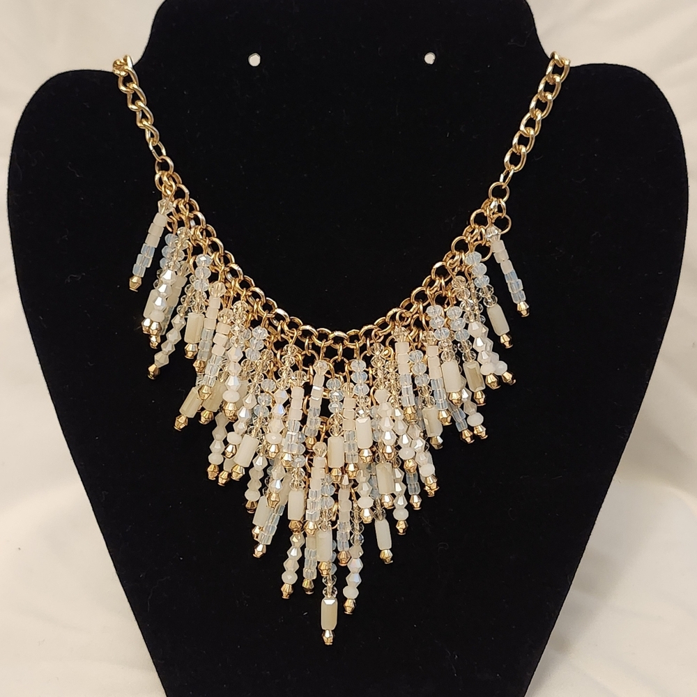 Miriam Haskell For I.N.C. Gold and Cream Beaded Necklace NWT